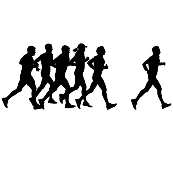 Siluetleri kümesi. koşucular erkekler sprint, Tarih — Stok Vektör