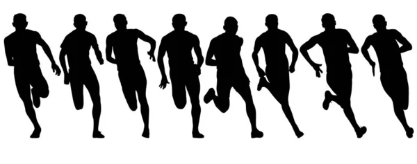 Ensemble de silhouettes Coureurs au sprint, hommes — Image vectorielle