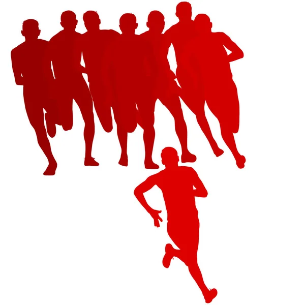 Ensemble de silhouettes Coureurs au sprint, hommes — Image vectorielle