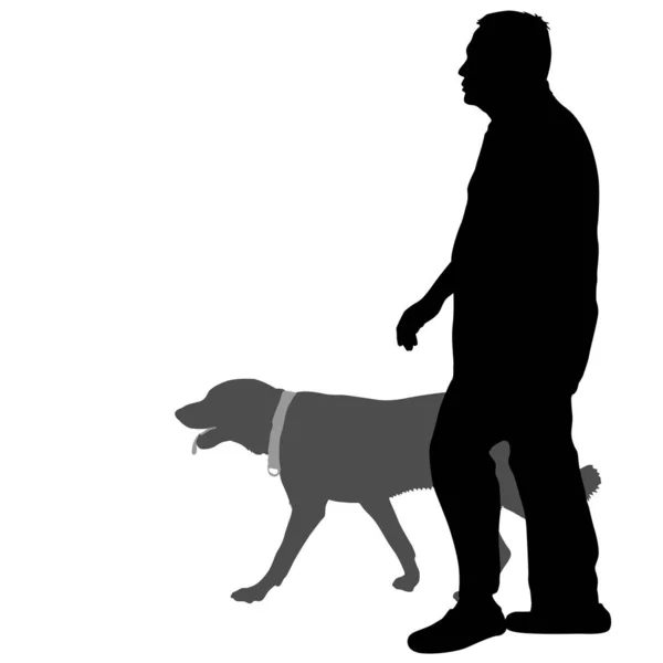 Sylwetka człowieka i psa na białym tle — Wektor stockowy