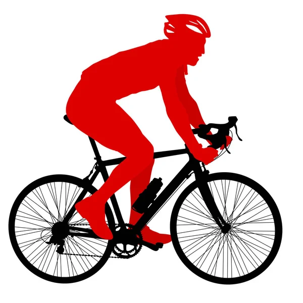 Silhouette d'un cycliste masculin sur fond blanc — Image vectorielle