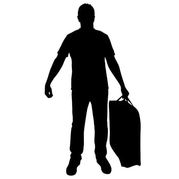 Elinde evrak çantası olan bir adamın silueti, beyaz bir arka plan üzerinde — Stok Vektör