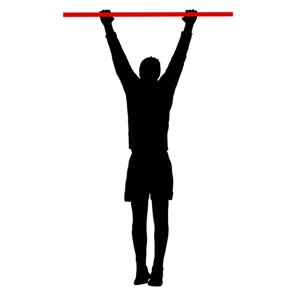Man doing pull-ups silhouette on a white background — Stock Vector