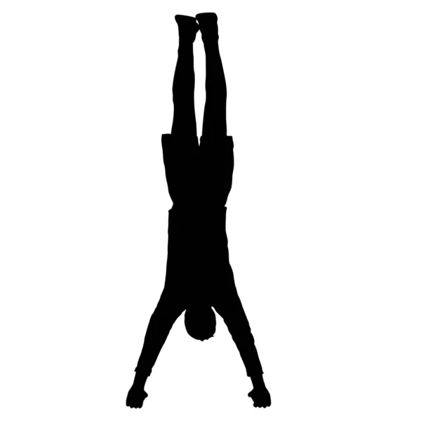 Silhouette eines Akrobat auf Händen stehend, auf weißem Hintergrund — Stockvektor