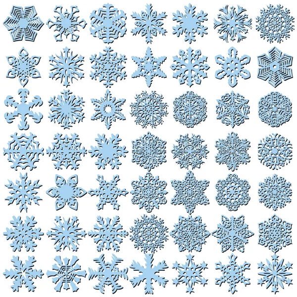 Set Silhouette von Schneeflocken Symbole auf weißem Hintergrund — Stockvektor
