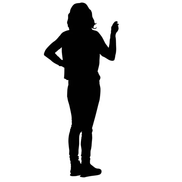 Silhuett av en gående flicka på en vit bakgrund — Stock vektor