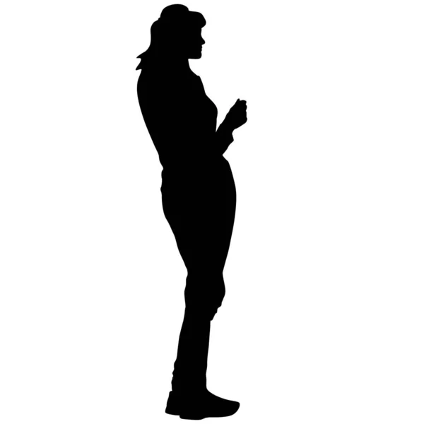 Silhouette d'une fille qui marche sur un fond blanc — Image vectorielle