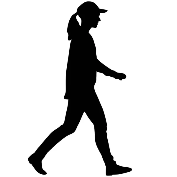 Silhouette di una ragazza che cammina su uno sfondo bianco — Vettoriale Stock