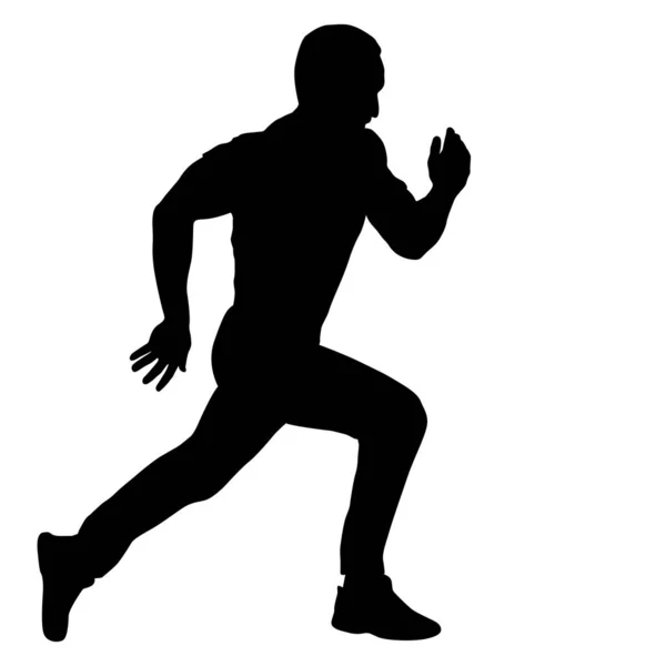 Чёрные силуэты Бегуны бегают бегуны на белом фоне — стоковый вектор