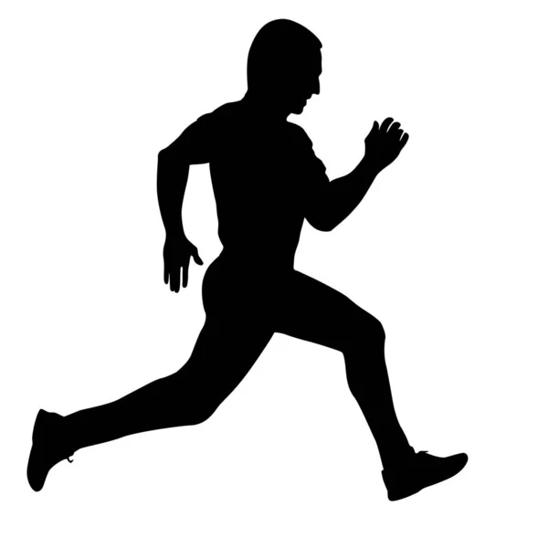 Silhouettes noires Runners sprint hommes sur fond blanc — Image vectorielle