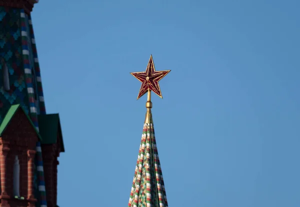 Moscow Russia Junho 2019 Estrela Rubi Torre Spasskaya Kremlin Moscou — Fotografia de Stock