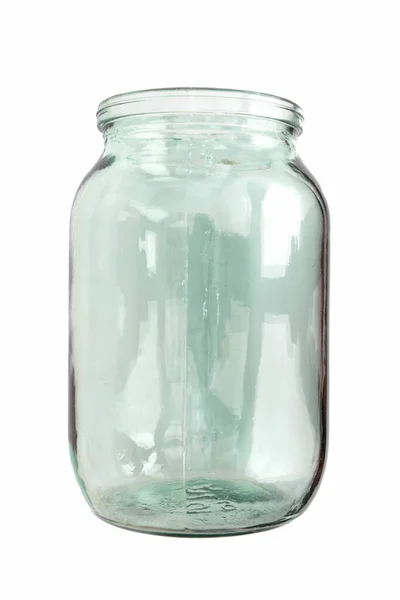 Empty Glass Jar Isolated White Background — Stock Photo, Image