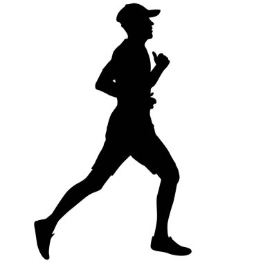 Siyah Siluetler Koşucular beyaz arka planda koşucular.
