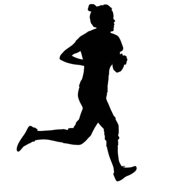 Siyah Siluetler Koşucular beyaz arkaplanda koşuyor.