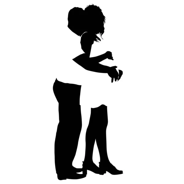 Silhouette Feliz Mujer Embarazada Marido — Vector de stock