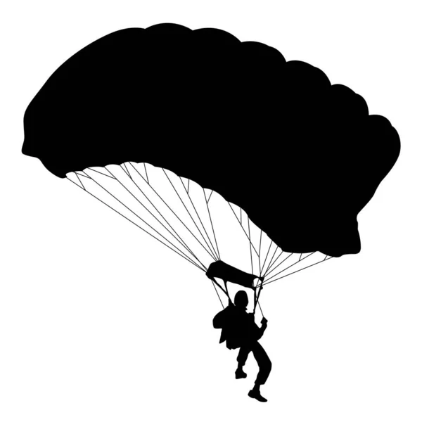 Skydiver Sylwetki Spadochroniarzy Białym Tle — Wektor stockowy