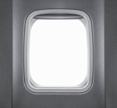 Kopya alanı ile beyaz arka plan üzerinde izole uçak pencere