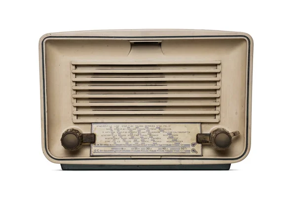 Rádio Vintage Isolado Fundo Branco — Fotografia de Stock