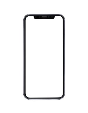 Beyaz arka planda izole edilmiş boş modern cep telefonu