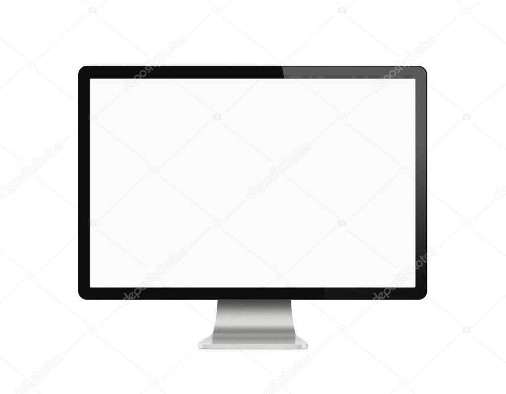 Blank computer monitor isolated on white background