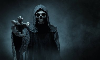 Grim reaper reaching towards the camera clipart