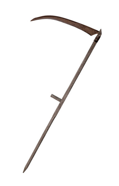 Old scythe isolated on white