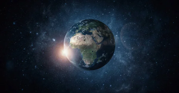 Panoramautsikt Över Planeten Jorden Med Kopieringsutrymme Render Skapas Med Nasa — Stockfoto