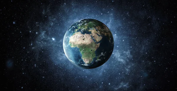 Vista Panorâmica Planeta Terra Com Espaço Cópia Renderização Criada Com — Fotografia de Stock