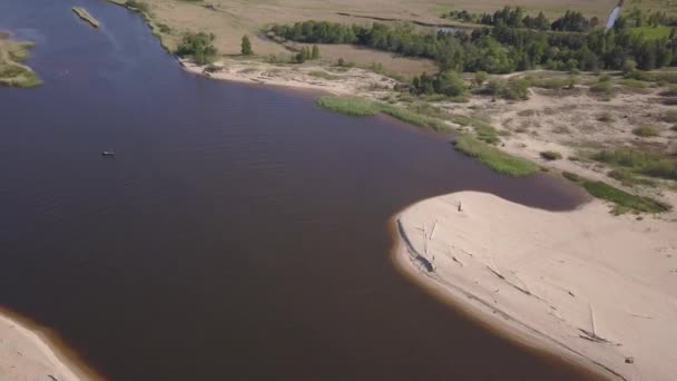 高加河拉脱维亚排入波罗的海空中无人驾驶顶视图 到视频 — 图库视频影像