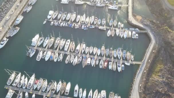 Vista Aérea Del Puerto Tenerife Isla Canarias España Drone Vista — Vídeos de Stock