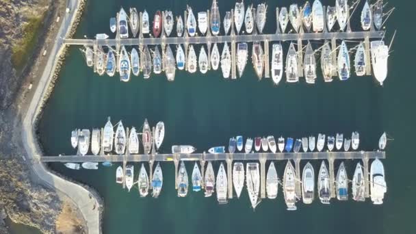 Flygfoto Över Hamnen Teneriffa Kanarieöarna Spanien Drone Ovanifrån Uhd Video — Stockvideo