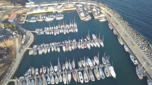 Vista Aérea Del Puerto Tenerife Isla Canarias España Drone Vista — Vídeo de stock