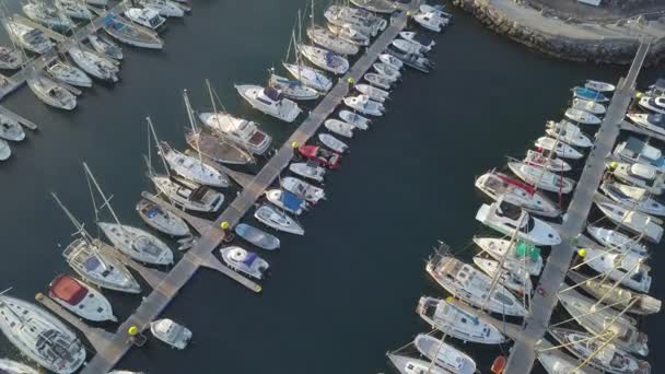 Flygfoto Över Hamnen Teneriffa Kanarieöarna Spanien Drone Ovanifrån Uhd Video — Stockvideo