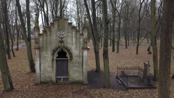 Antiguo Cementerio Lielie Kapi Riga Letonia Ciudad Avión Tripulado Ver — Vídeos de Stock