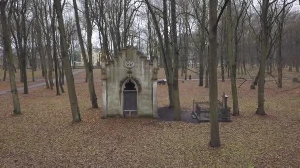 Antiguo Cementerio Lielie Kapi Riga Letonia Ciudad Avión Tripulado Ver — Vídeos de Stock
