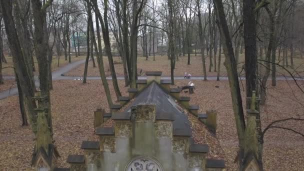 Antiguo Cementerio Lielie Kapi Riga Letonia Ciudad Avión Tripulado Ver — Vídeos de Stock