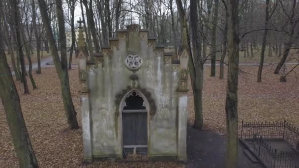 Antiguo Cementerio Lielie Kapi Riga Letonia Ciudad Avión Tripulado Ver — Vídeo de stock