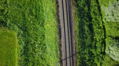 Gauja Nehri Demiryolu Köprüsü Letonya hava dron üstten görünüm 4k Uhd video 