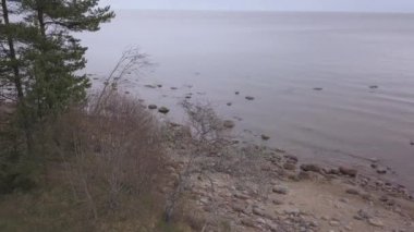 Roja Letonya Baltık Denizi deniz hava dron üstten görünüm 4k Uhd video