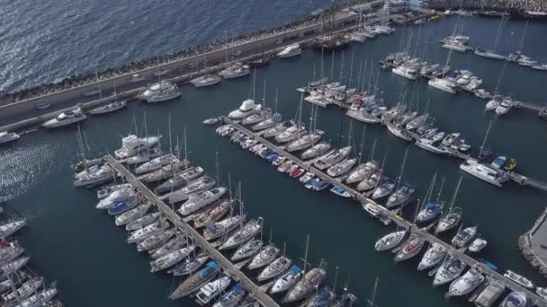 Вид Воздуха Порт Острова Тенерифе Канарские Острова Испания Беспилотник Вид — стоковое видео