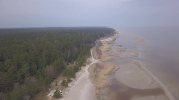 Roja Lotyšsko Baltské Moře Pobřeží Letecké Dron Pohled Shora Uhd — Stock video