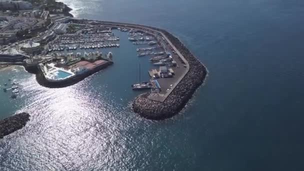 Luchtfoto Van Tenerife Eiland Canarische Spanje Atlantische Oceaan Drone Bovenaanzicht — Stockvideo