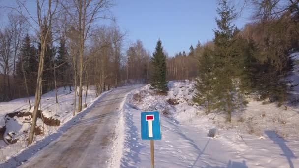 Zimowe Pole Sigulda Łotwa Antenowe Drone Widok Góry Uhd Wideo — Wideo stockowe
