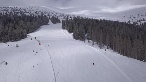 Nieve Montaña Eslovaquia Esquí Invierno Jasna Europa Avión Aéreo Vista — Vídeo de stock