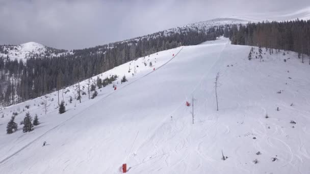 Snö Berg Slovakien Ski Vintern Jasna Europa Drone Topp Flygfoto — Stockvideo