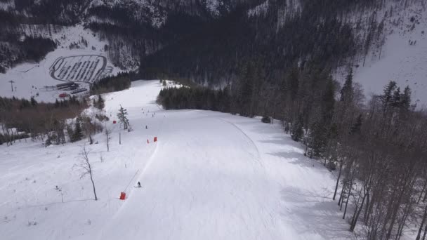 Munte Zăpadă Slovacia Iarnă Schi Jasna Europa Aerial Drone Top — Videoclip de stoc
