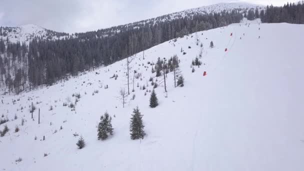 Montanha Neve Eslováquia Inverno Esqui Jasna Europa Drone Aéreo Vista — Vídeo de Stock