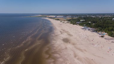 Parnu Estonya Baltık Denizi deniz hava dron üstten görünüm