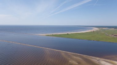 Parnu Estonya Baltık Denizi deniz hava dron üstten görünüm