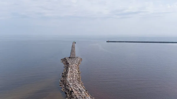 Λιμάνι Roja Λετονία Αεροφωτογραφία Του Drone Πάνω Θέα Στην Εξοχή — Φωτογραφία Αρχείου